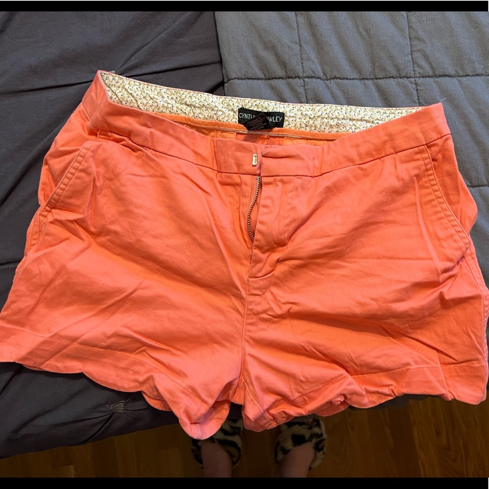 MUST GO BY 8/11: Cynthia Rowley peach/coral scalloped shorts